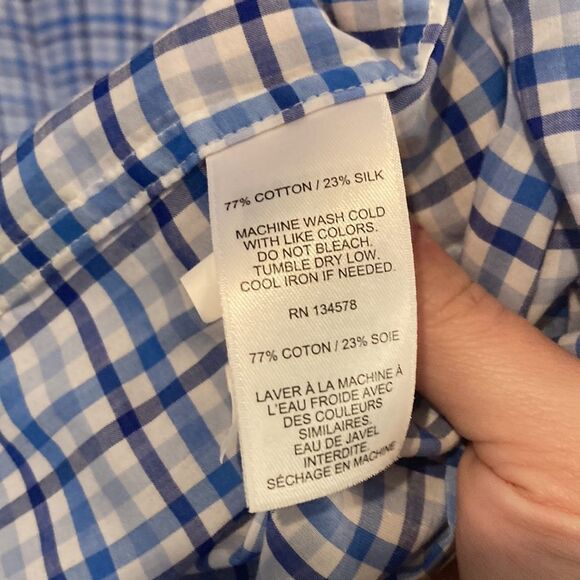 Vineyard vines blue plaid cotton silk lightweight button down collared shirt XXL - Picture 4 of 6